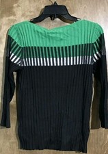 Ralph Lauren Sweater Women's Medium 3/4 Sleeves Green/Navy NWT