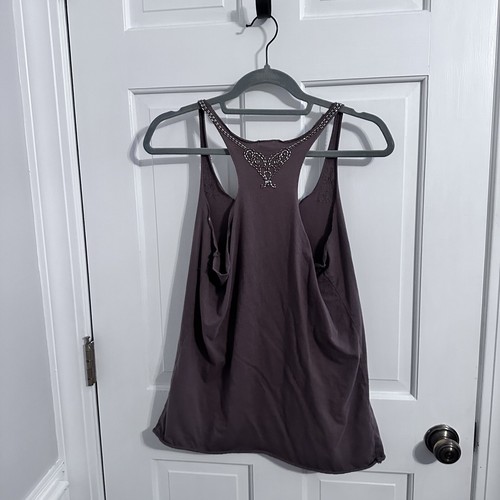 Vintage Xhilaration Tank Top 90sBrown Silver Gold Bronze Beads Razorback Xxl - Picture 2 of 6