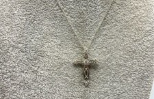 NWT-Sterling Silver, CZ Sparkling Cross Pendant Necklace