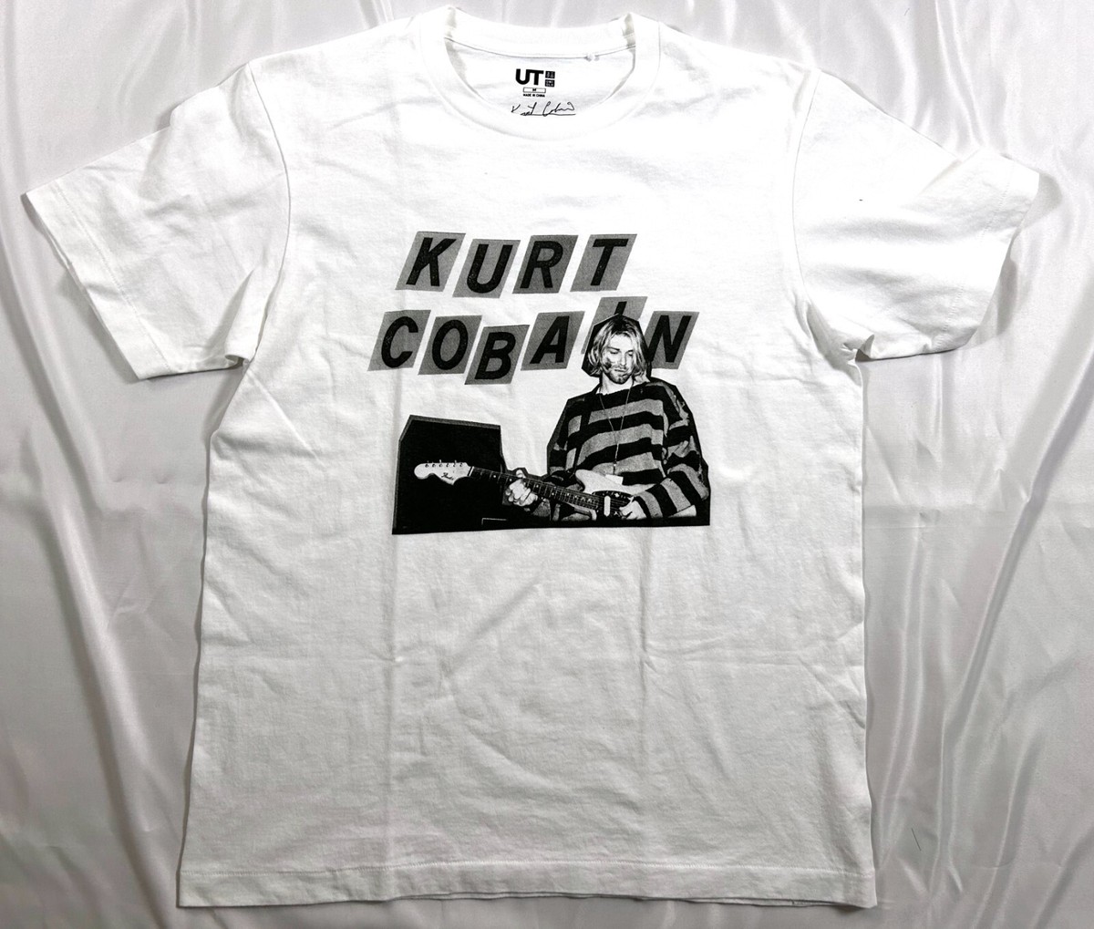 Kurt Cobain NIRVANA Photo Print T shirt White M for Men UT FAST