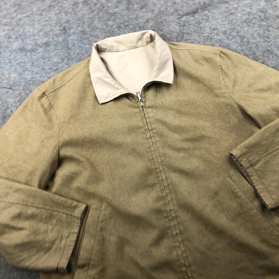 Chaqueta Ermenegildo Zegna Para Hombres XL Beige Bolsillos Bombardero Reversible Seda Cachemira * Foto 3 de 4