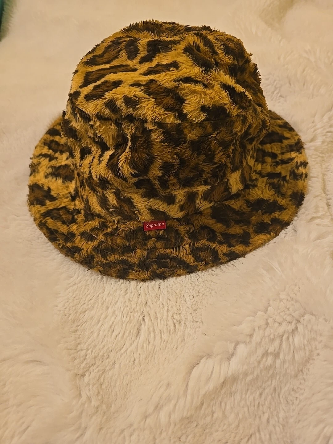Chapeau seau concasseur fourrure suprême léopard taille M/L SS14 100% authentique livraison rapide 