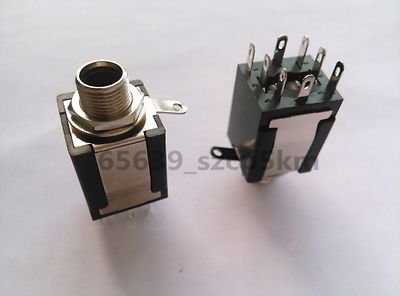 2pcs  1/4 Inch Stereo Jack Chassis Socket Connector - Audio Panel Mount 6.35mm