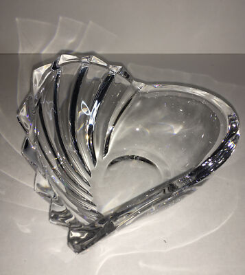 Crystal Heart Shaped Candy Bowl 5  X 2.5  Absolutely Stunning!