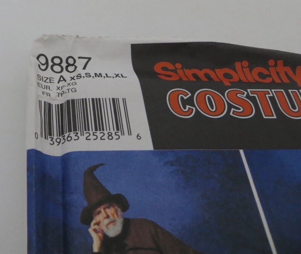 Simplicity Costumes Pattern 9887 Medieval Size XS S M L XL Wizard Lady Man Uncut - Image 2 of 4
