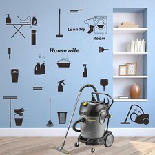 Housewife Wall Decal with Laundry Room and Cleaning Theme, Removable PVC Wall...