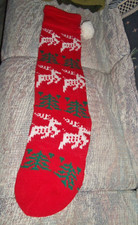 Vintage 40" Extra-Long Christmas Stocking Reindeer and Christmas Trees