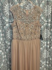 Adrianna Papell Floral Embellished Long Evening Dress NWT Size 12 - Blush