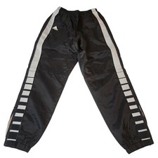Vtg. Adidas Black w/White Stripes Mesh Lined Windbreaker Leg Zip Pants Medium