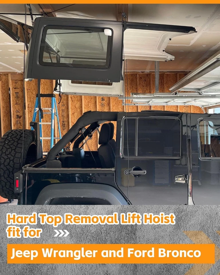 Hard Top Removal Lift Hoist for Jeep Wrangler JK JL & Ford Bronco, 8-16 ft  - Image 4 of 4