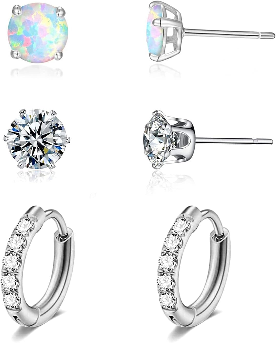 Surgical Stainless Steel Cubic Zirconia Small Huggie Hoop Earrings Hypoallergeni