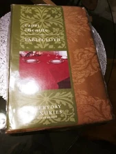 Linens 'n' Things Christmas Holiday Oblong Tablecloth 60” X 102” Gold Chenille