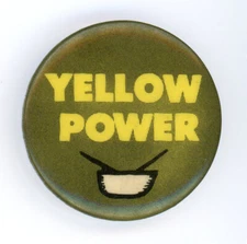 RARE Vintage 1960s YELLOW POWER Psychedelic Pin Back Button Counter Culture