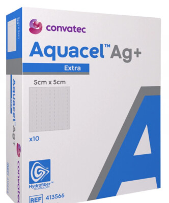 ConvaTec Aquacel Extra Ag+ wound dressing 5 x 5 cm 10 pcs Ionic silver