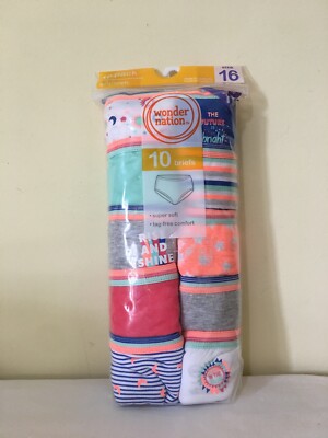 NWT Wonder Nation Girls Briefs Panties Underwear 10 pairs/pack Moon Stars Sun