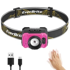 EverBrite Rechargeable Headlamp 600 Lumen 4 Modes with Motion Sensor-Pink
