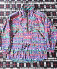 Vintage OSSI Skiwear 1/2 Zip Floral Colorful Flowers Jacket Ladies Medium