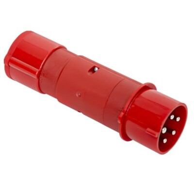 CEE-Adapter mit CEE-Stecker 5-polig 32A 400V auf CEE-Kupplung 16A mit Sicherung
