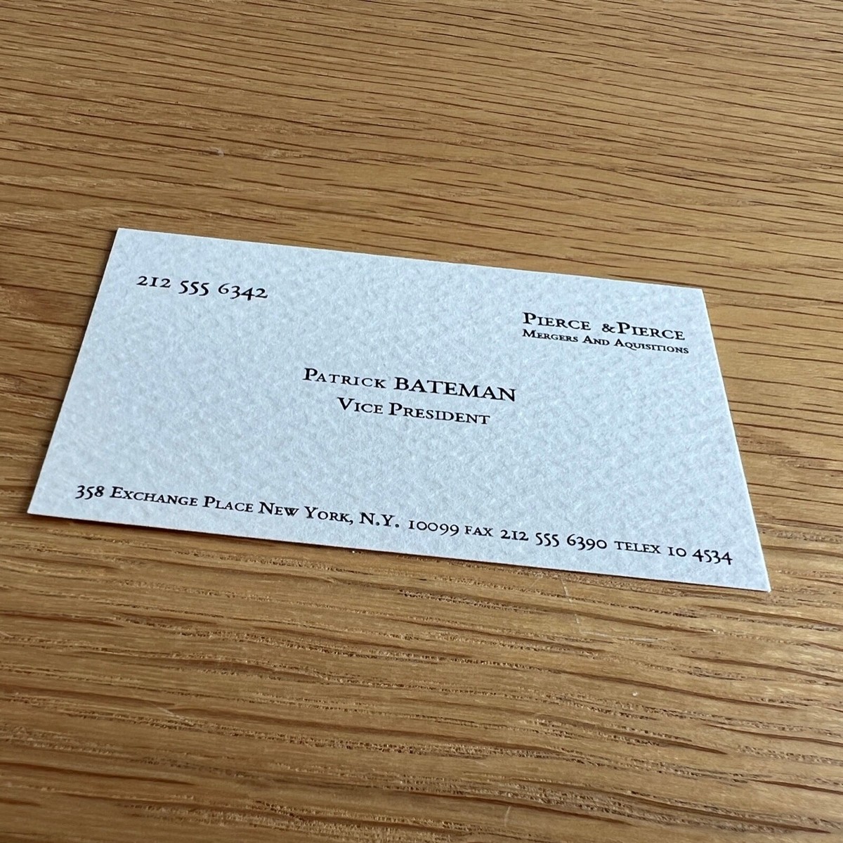 American Psycho Patrick Bateman Inspired Business Card - Christian Bale | eBay American Psycho Patrick Bateman Inspired Business Card - Christian Bale | eBay