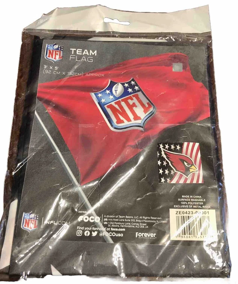 Bandera de fútbol americano de los Arizona Cardinals NGL 3’x5’ hombre barra de cueva bandera roja sellada Foto 2 de 4