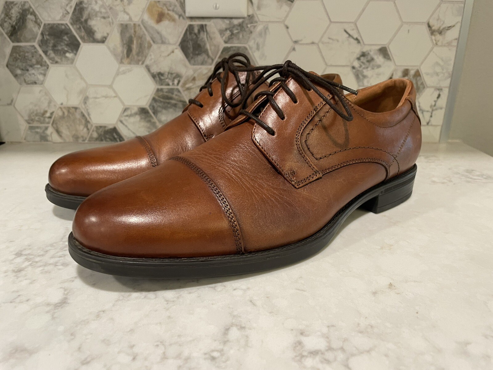 SAOLA Abito con lacci Oxford scarpe ortolite Florsheim da uomo taglia 9 5 marrone in pelle