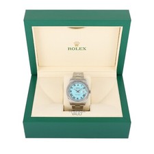 Rolex Mens Datejust II 116334 Steel 41mm Oyster-Turquoise Roman Dial-18k Fluted 2