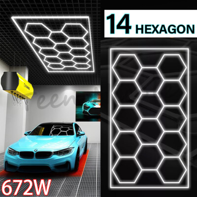 672W Hexagon LED Lampe Röhren Werkstatt Garage Wand Decken Leuchte Beleuchtung