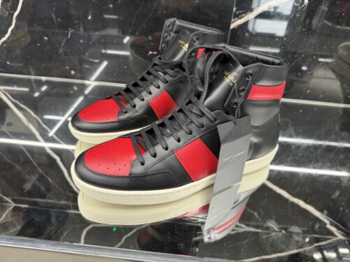 Saint Laurent YSL Leather High Top “SL-10” Trainers Sneakers Size 39 NEW - Foto 1 di 14