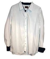 UNTUCKit Long Sleeve Button Down Shirt Collared White Blue Trim Men's Size XL