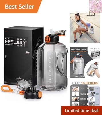Reusable Half Gallon Water Jug with Straw & Lids   Perfect for Active Lifestyles