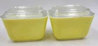 Vintage Pyrex 501 B Yellow Small Refrigerator Keeper Dish 4 Pc Pair Lids READ