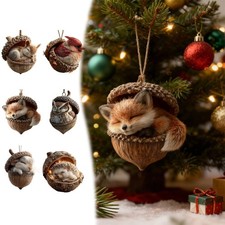 2D Forest Animal Acorn Ornaments Christmas Trees Hanging Decorations Gift