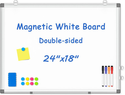 Double-Sided White Board, 24'' X 18'' Dry Erase Board Magnetic Whiteboard for Wall