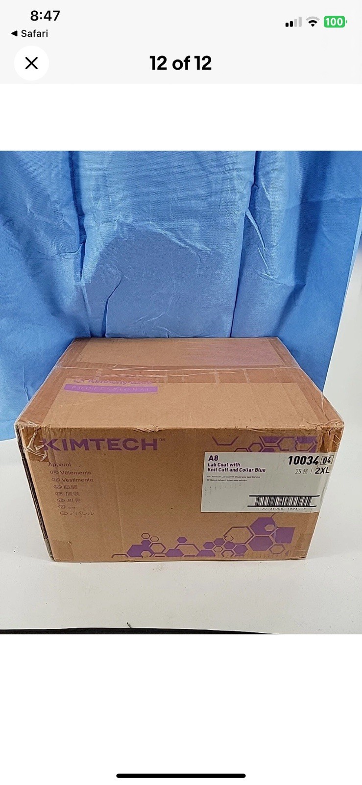 Kimtech Lab Coats A8 Certified Knit Cuffs 10034 Case of 25 Blue 2XL