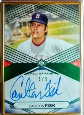 CARLTON FISK 2021 TOPPS TRANSCENDENT HALL OF FAME ON CARD AUTO #5/5 Red Sox