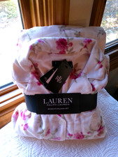 LAUREN RALPH LAUREN CLASSIC 2 PIECE PAJAMA SET M CREAM FLORAL BUTTON FRONT 74