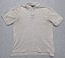 VTG Lands End Polo Shirt Mens M Gray 100% Cotton Made In USA Short Sleeve