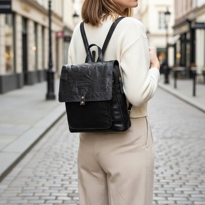 Rowallan Damen Rucksack schwarz Leder