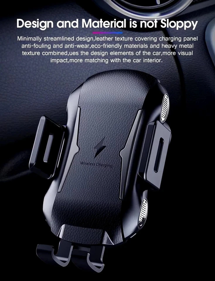 Wireless Fast Charge Car Phone Holder Universal Windscreen Dashboard Air Vent UK - Image 3 of 4