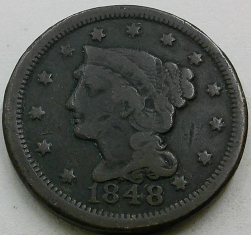 Photo of a 1848-P Large Cent from an eBay listing that sold on Jul 18, 2026