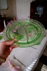 1930s ‘Cameo’ Green Uranium Depression Glass Divided Grill Plate