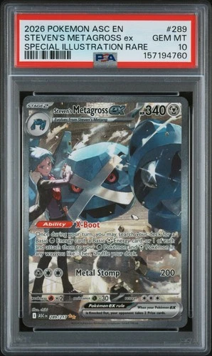 2026 POKEMON ASC EN-ASCENDED HEROES #289 STEVEN'S METAGROSS EX PSA 10