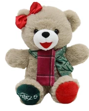 NEW 9" *SMALL* 2025 Walmart CHRISTMAS TEDDY BEAR Girl w/bow *OTHERS AVAIL*