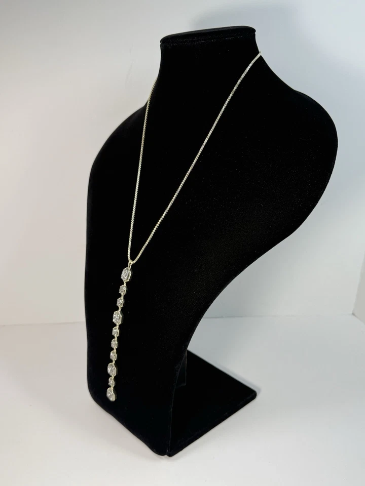 "Collar Kendra Scott Gris Drusy Cuarzo Cristal Y Deslizante Ajustable Hasta 28""" Foto 2 de 4