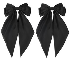 Hair Bows for Women - Pack of 2 Hair Bow Clips for Girls Satin Big Bows Long