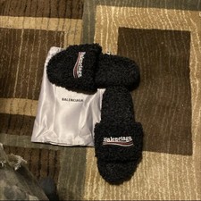 Balenciaga Black Furry Slides EU SIZE 41 US SIZE 8 MEN