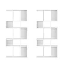 2 PCS 5 Cubes Freestanding Ladder Shelf Bookshelf Display Rack Bookcase White