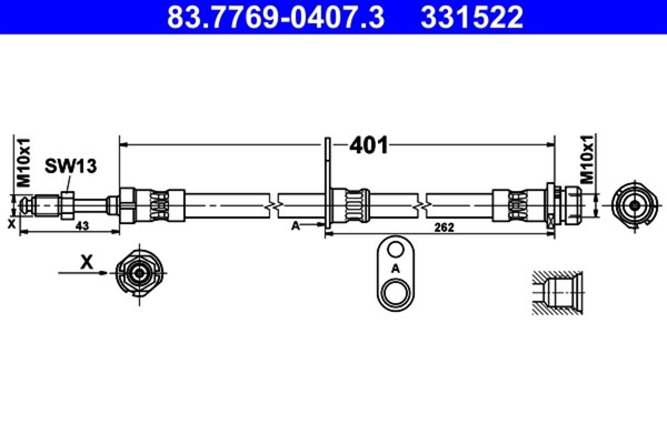 ATE Bremsschlauch 83.7769-0407.3 FüR Ford Transit Connect V408 GroßRaumlimousine-image