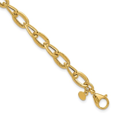 Ausgefallenes Gliederarmband 14 Karat Gelbgold poliert und satiniert