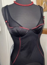 GUEPIERE YAMAMAY  Nuovo Cartellino Nera CON BANDE ROSA In Tulle E Raso Taglia 2B